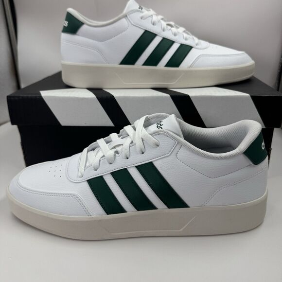 Adidas Breaknet 3.0 Men’s Size 11 White Green Low Top Court Sneakers JR3549 NEW